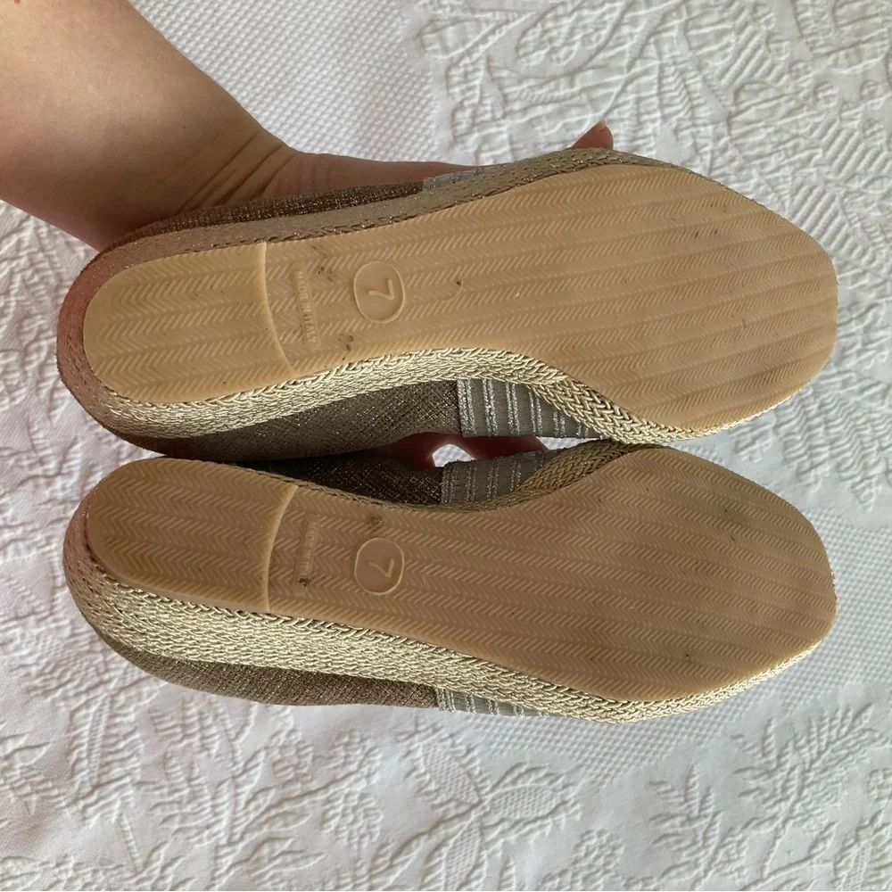 Sesto Meucci Malina slip on espadrille dressy wedge metallic size 7